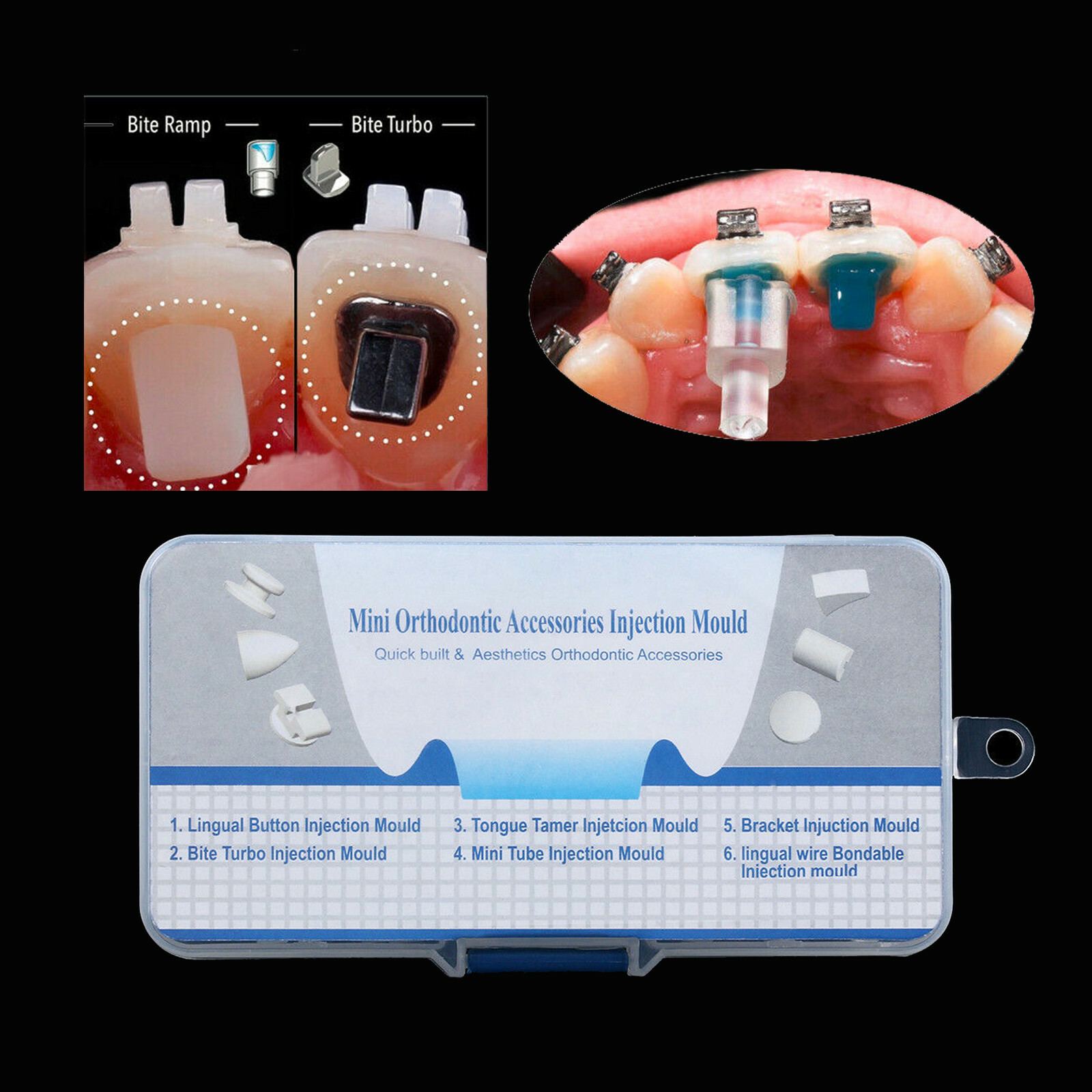 Dental Orthodontic Mini Injection Mould Kit Tube Wire Bite Turbo Tongue Tamers