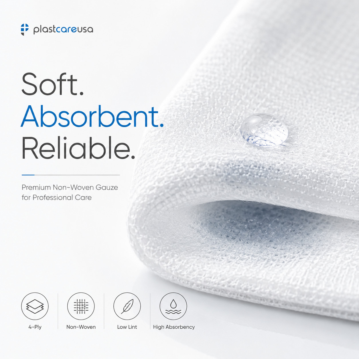 10000 BULK 2×2 Non Woven Sponges 4-Ply, Non-Sterile Cotton Dental Gauze Bandage