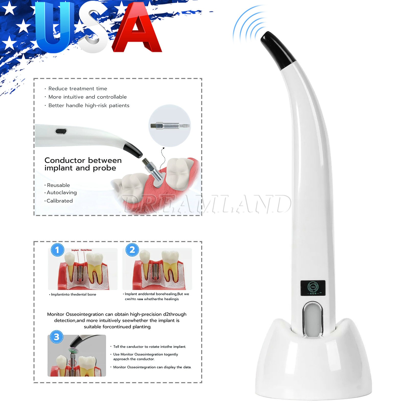 2024 Dental ISQ Implant Stability Device Dental Implant Monitor Osseointegration