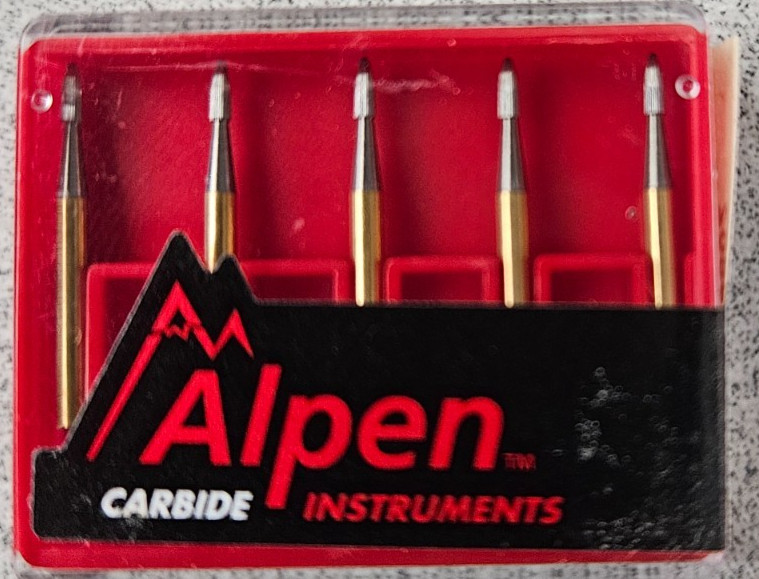 Alpen Instruments #909802FG Inverted Cone Double Cone Carbide Bur 1 Pk of 5 Burs