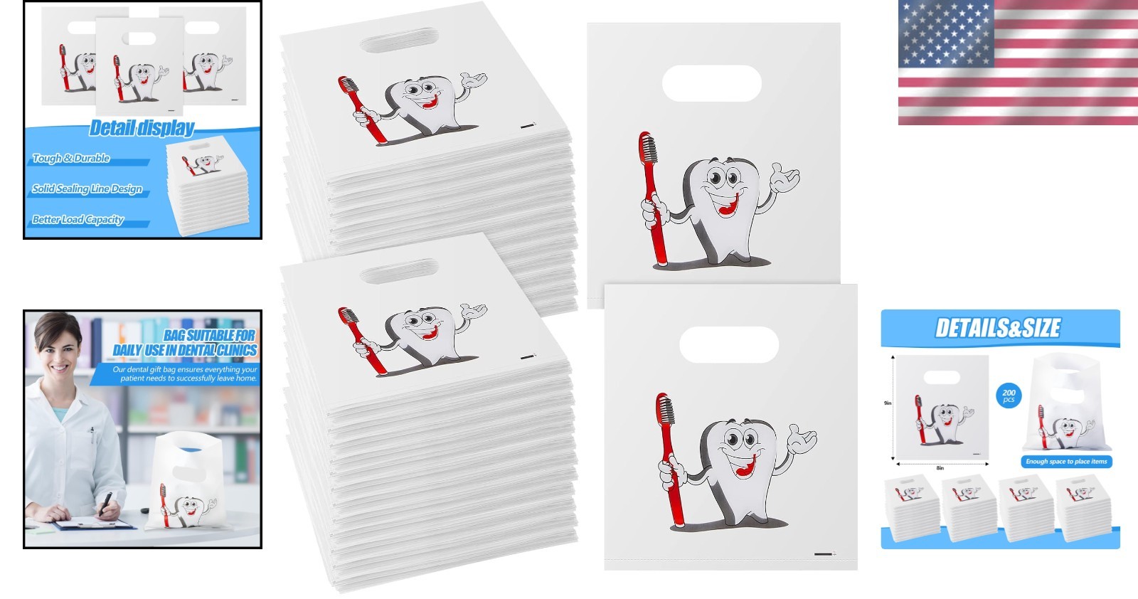 200 Count Plastic Dental Bags with Handles – Perfect for Patient Encouragement