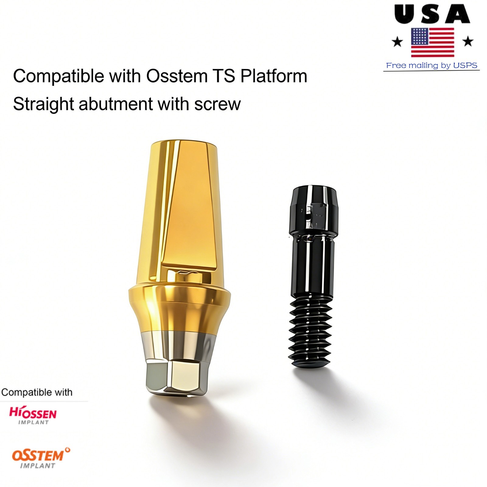 Hiossen Dental Straight Titanium Cemented Abutment Hex Fit Implant Crown Bridge