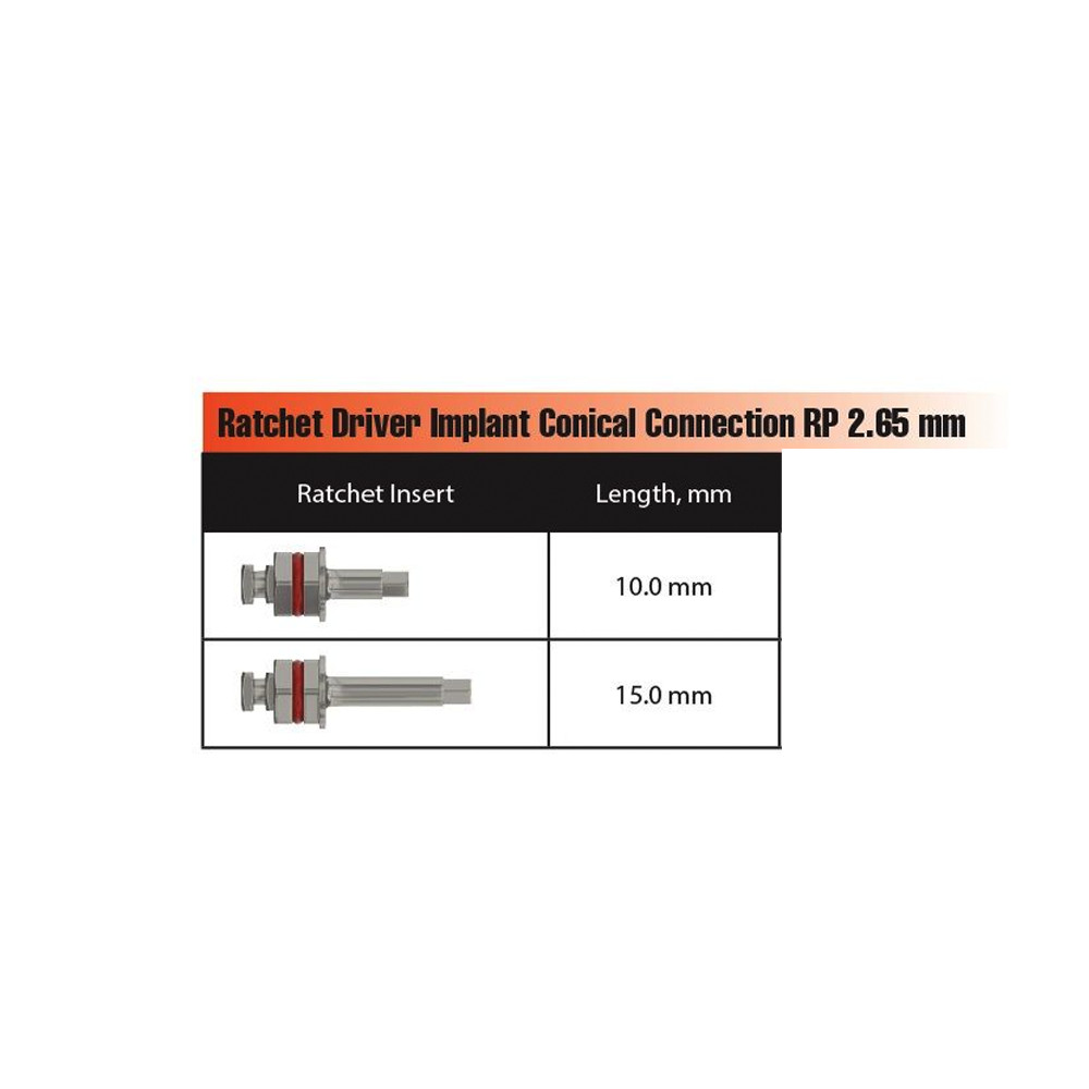 2x Dental Fixture Hex Driver Ratchet Tool For Conical RP Ø2.65mm L10/15mm