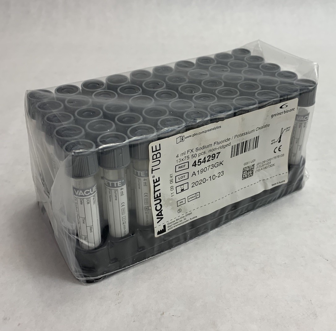 Vacuette 454297 4ml FX Sodium Flouride / Potassium Oxalate 50pcs Tubes – Empty