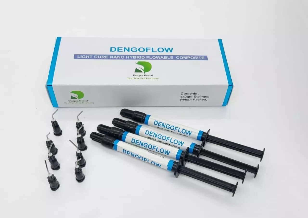 Dental DENGEN Flow Resin Light Cure Composite Flow Resin Nano Hybrid 4x2g