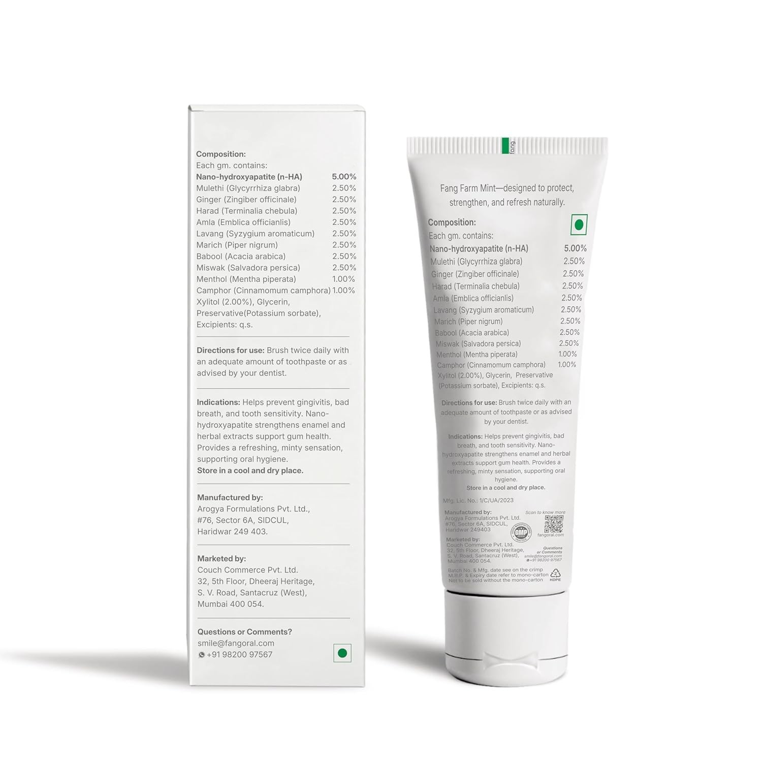 Fang Farm Mint Natural Toothpaste – 120 grams (Pack of 2)