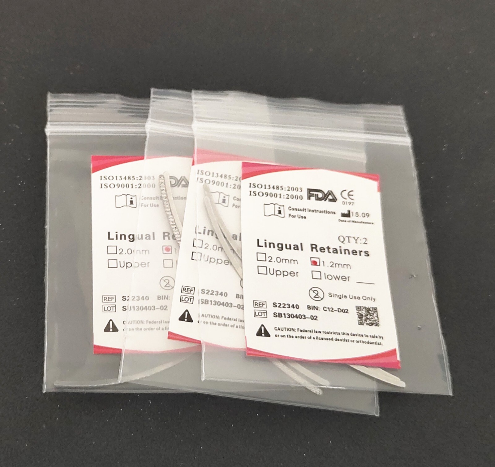 Dental Orthodontics 1.2mm Lingual Retainer 2Pcs/bag Universal Mesh Base