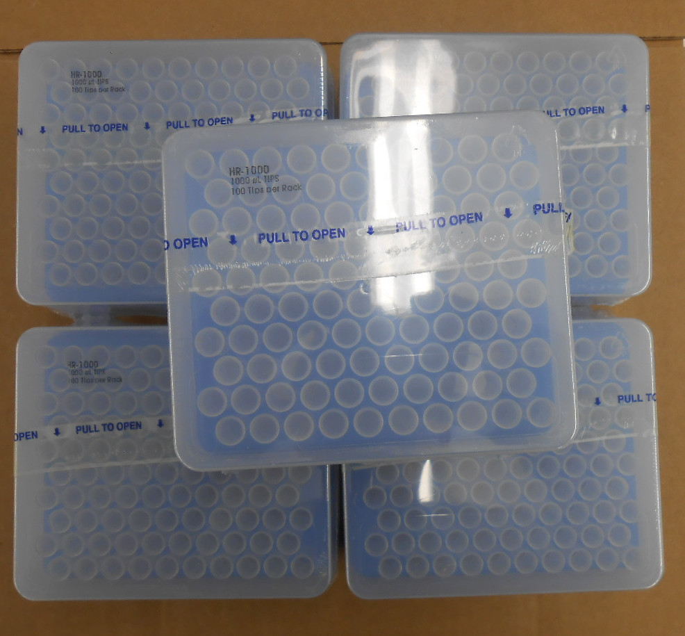 LOT OF 5 HR-1000 1000µl TIPS 100 TIPS PER RACK