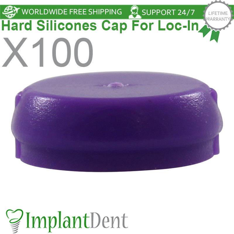100x Dental Strong Silicone Caps Insert Purple Loc In Attachment Overdenture