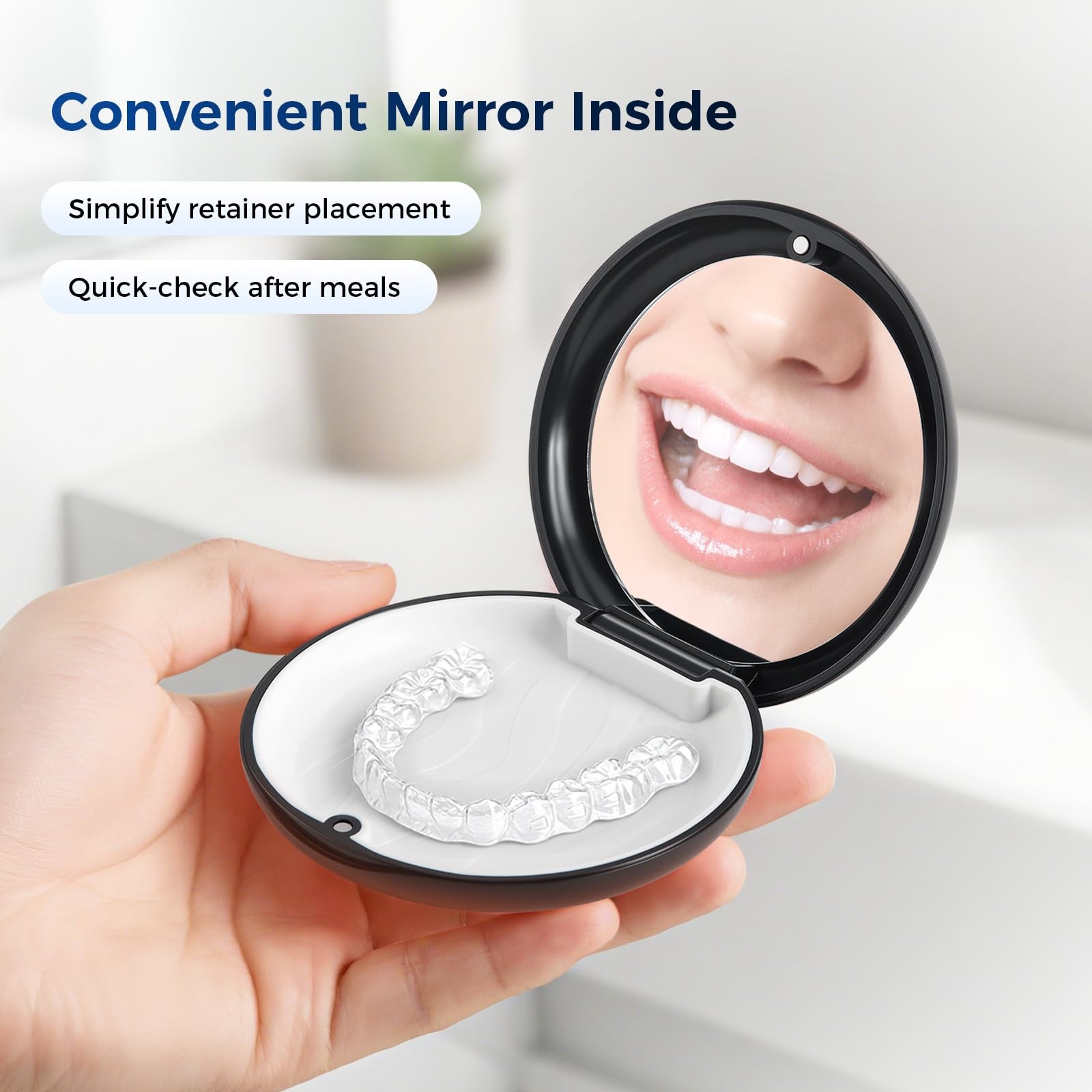 JMU Retainer Case, Mouth Guard Case with Compact (3.3 x 0.98 inches), Black