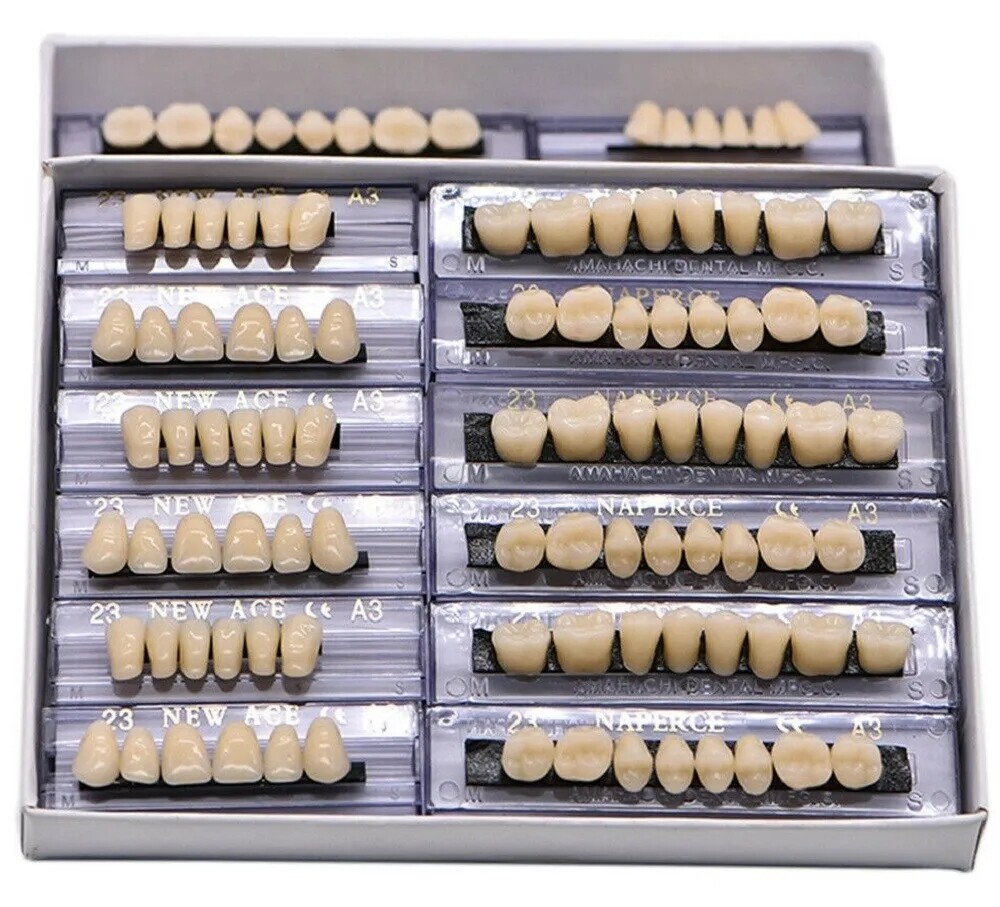 168PCS Acrylic Resin Denture Dental Upper Lower Shade A1 A2 A3 Teeth Set USA