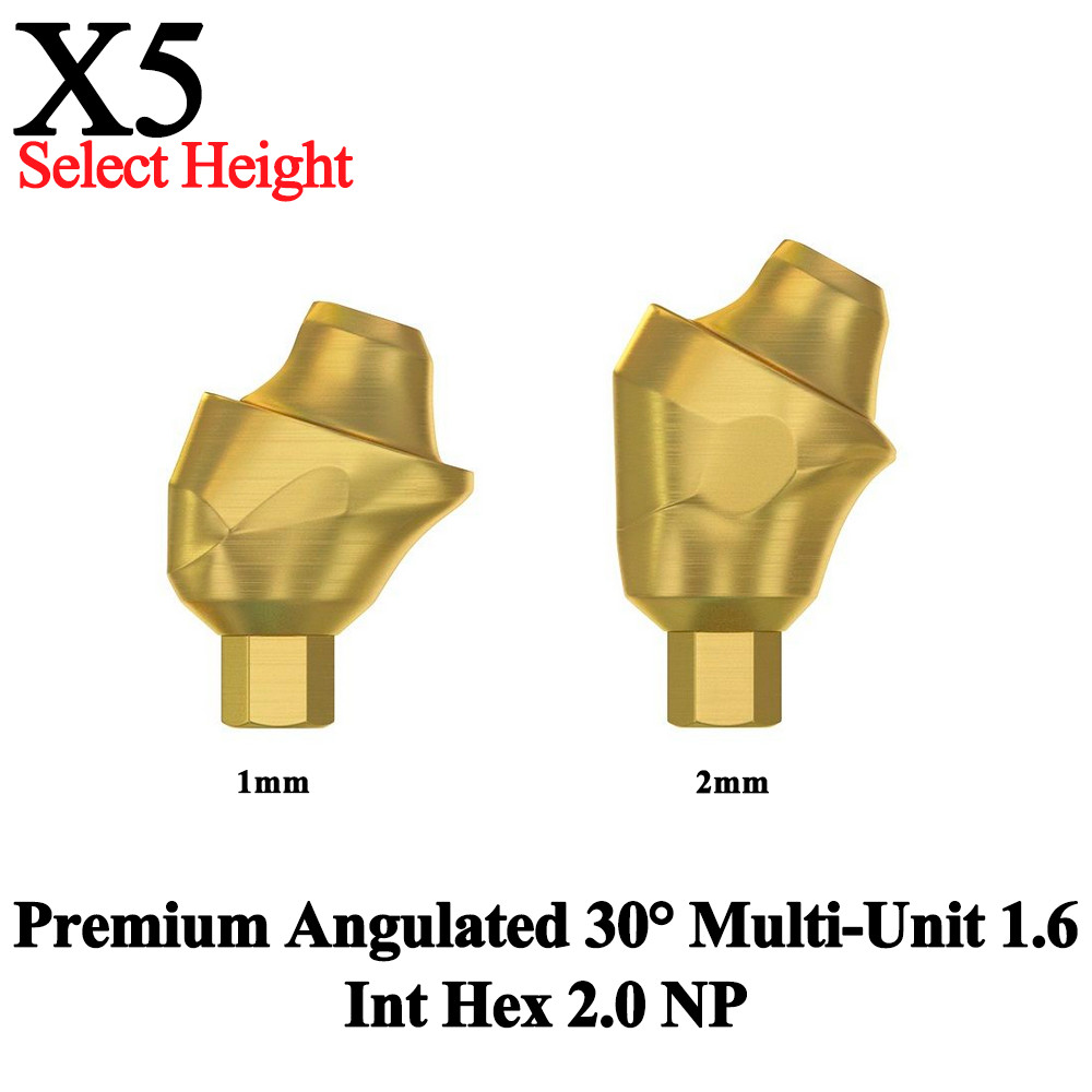 5pcs Prosthetic Premium Angulated 30° Multi-Unit 1.6 NP Int Hex 2.0 Dental