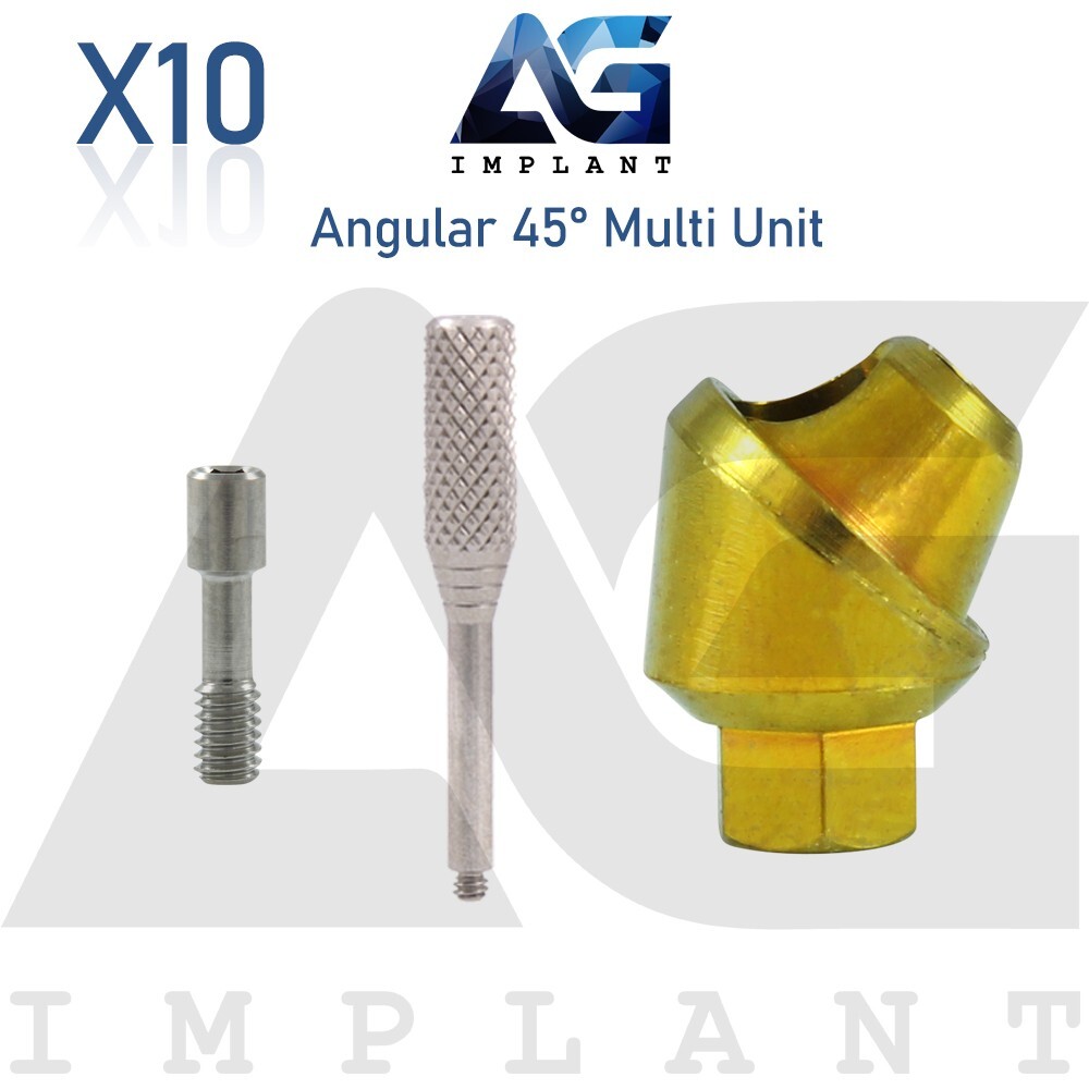 10 Angular Multi Unit 1.6 Prosthetic System New 45° With Screw