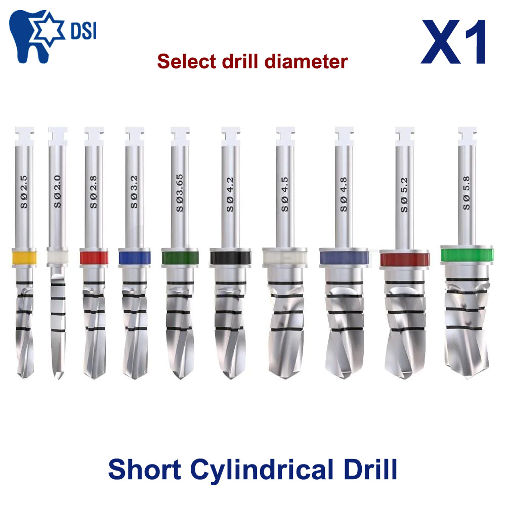 1x Dental DSI Surgical Short Cylindrical Drill For Implant Socket Cutting