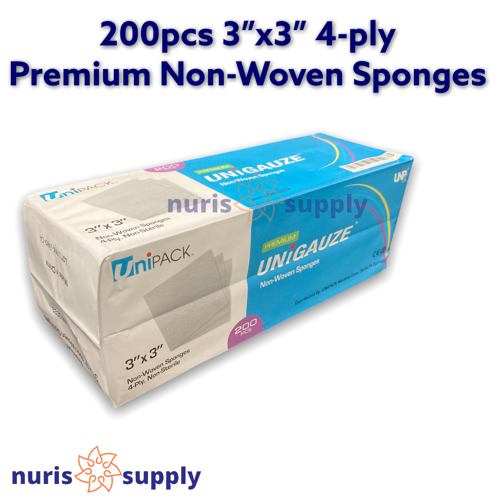 200pcs 2″x2″, 3″x3″, 4″x4″, Premium Dental Medical Non-Woven Sponges