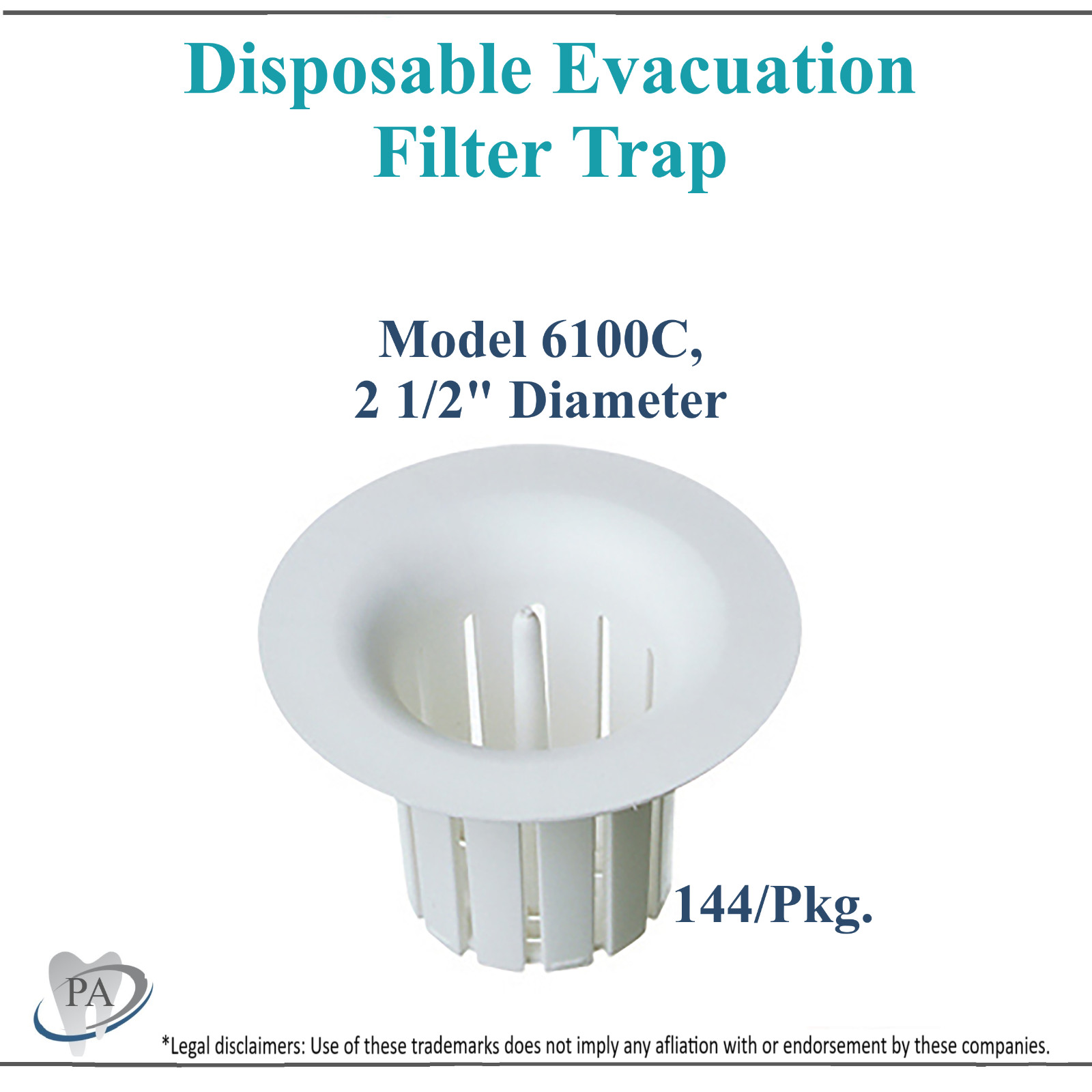Dental Disposable Evacuation Trap Universal #6100 (6100C) 2 1/2″ Diam, Upto 144