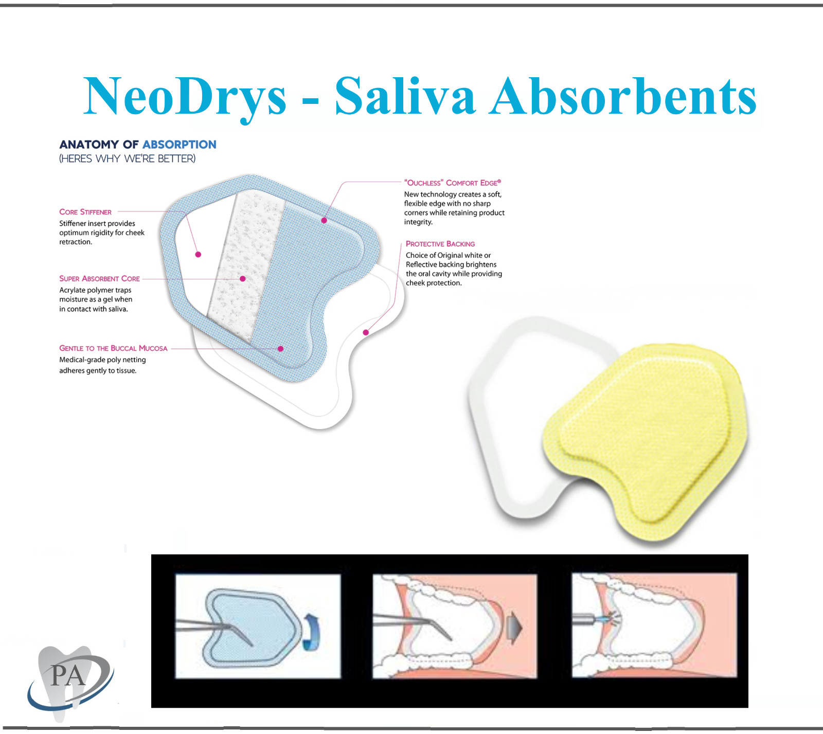 Dental NeoDrys Saliva Absorbents, DYL Absorption, Protection, Microcopy, 50/Bx