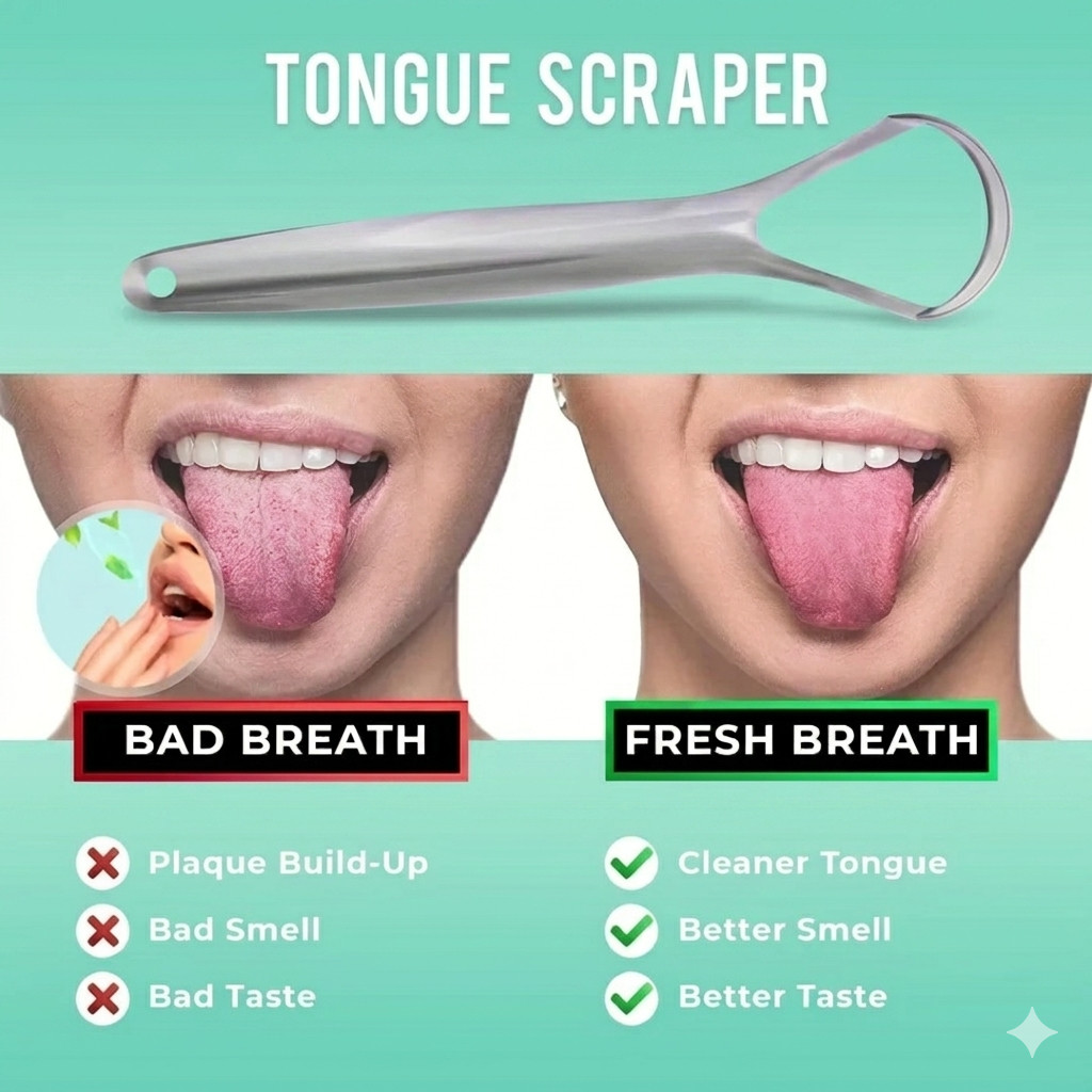 2 Pack Tongue Scraper 304 Stainless Steel Cleaner for Fresh Breath