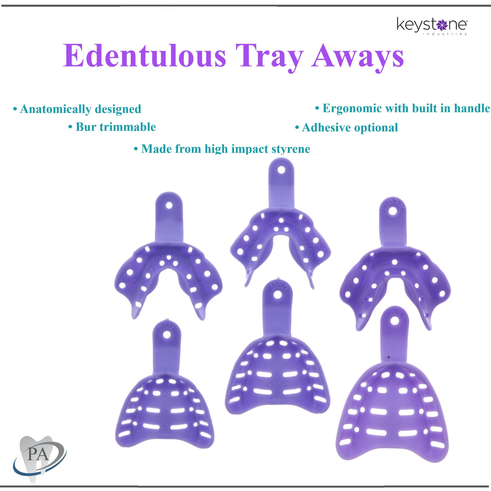 Dental Edentulous Tray Aways Edentulous Impression Trays, Keystone, All Sizes
