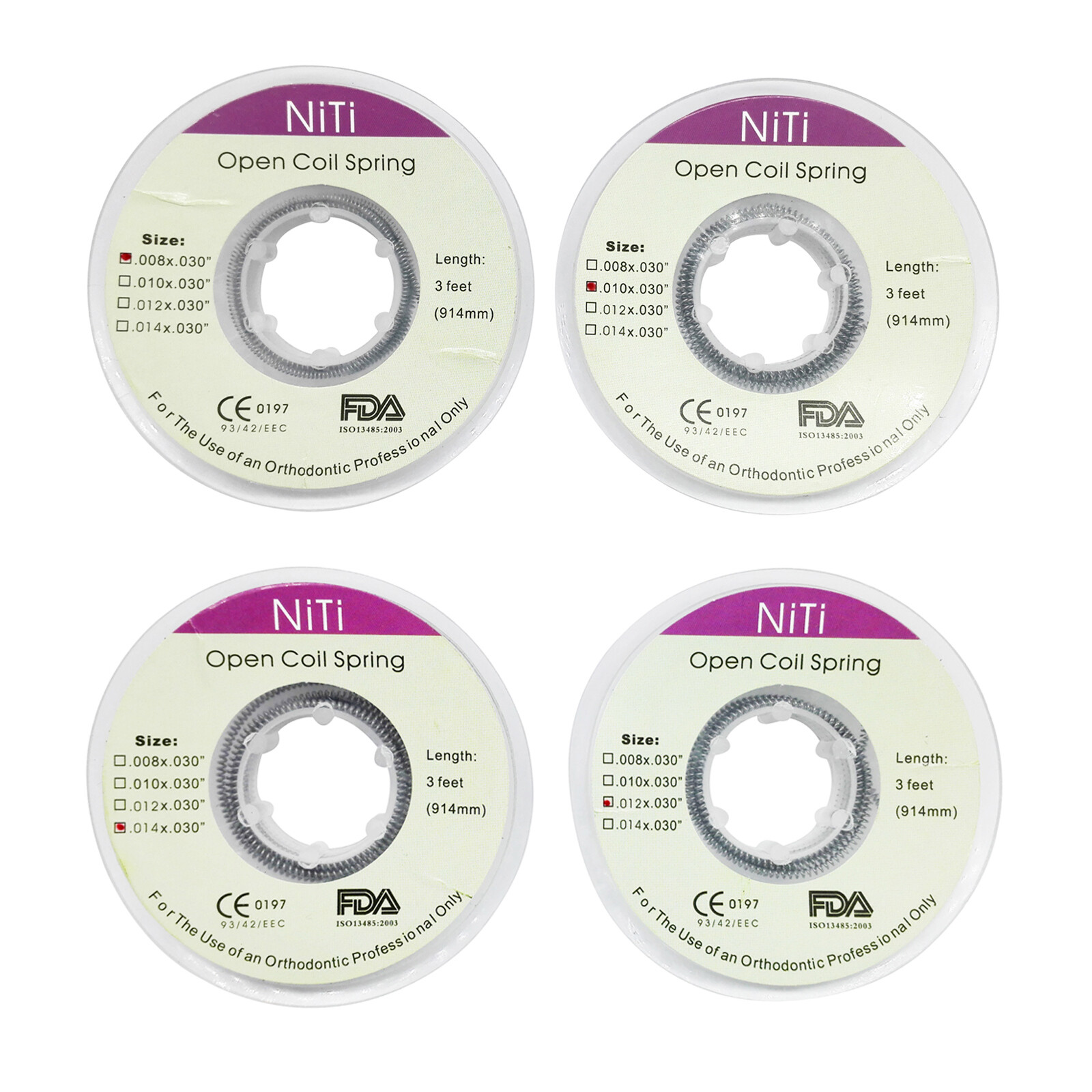 Dental Orthodontic Niti Open Coil Spring Spool Dia.008/014 Inch 914 mm 3 Feet