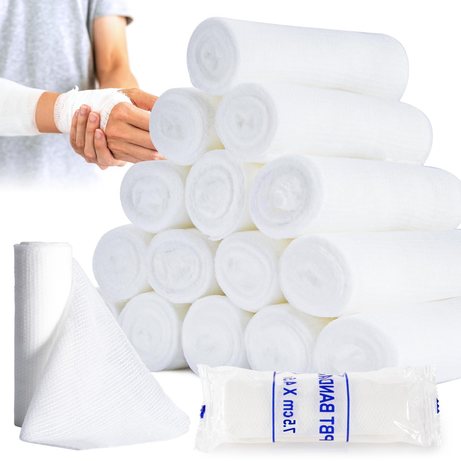MAQIHAN 15PACK Gauze Rolls Bandages – 3 in x 4.9 15PCS Bandage