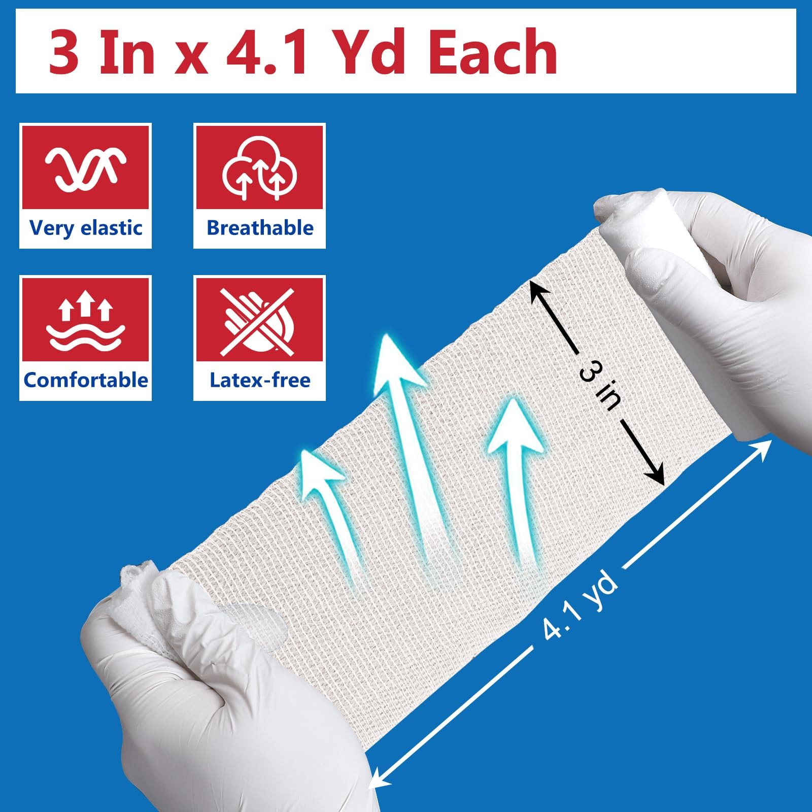YesBes 40 Pack Gauze Rolls, 3 in x 4.1 Yards, 3 Inch x yards, 40