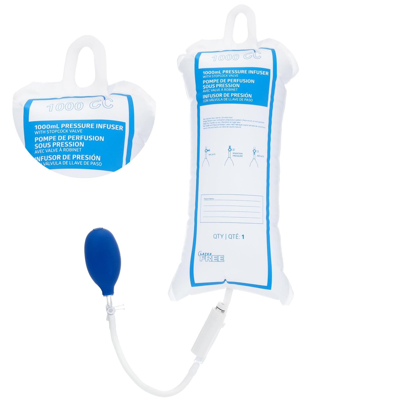 Geiserailie Pressure Infusion Bag 1000ml Iv Pole Sack with 3-way…