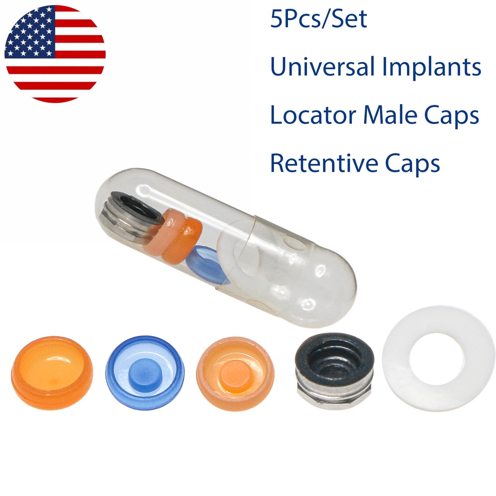 US Dental Attachment Abutment Male Cap Tool fit Zimmer Removable PAØ3.5mm/4.5mm
