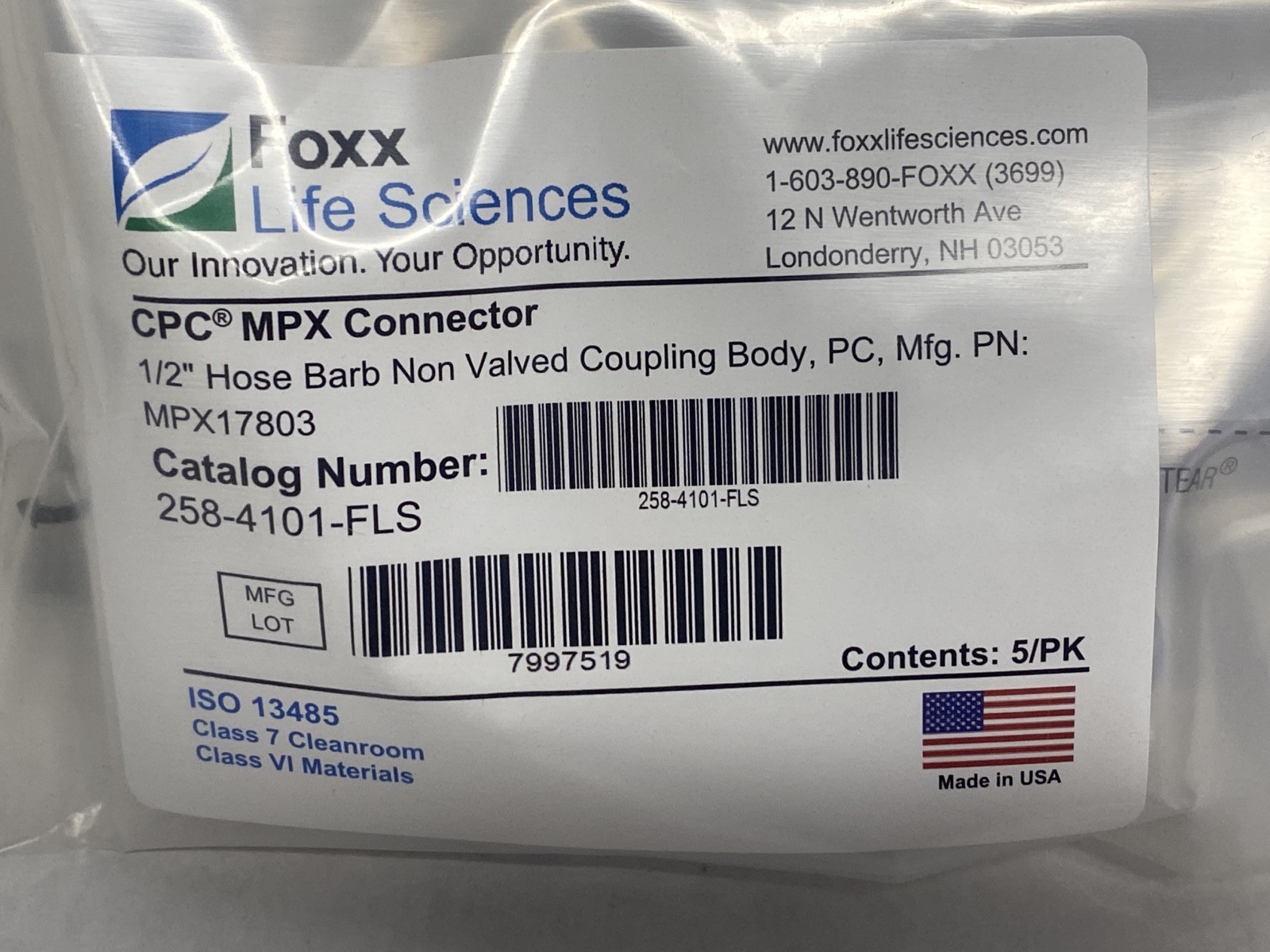 New (10) FOXX CPC MPX Coupling Body Connector 1/2” HB Non-Valved MPX17803