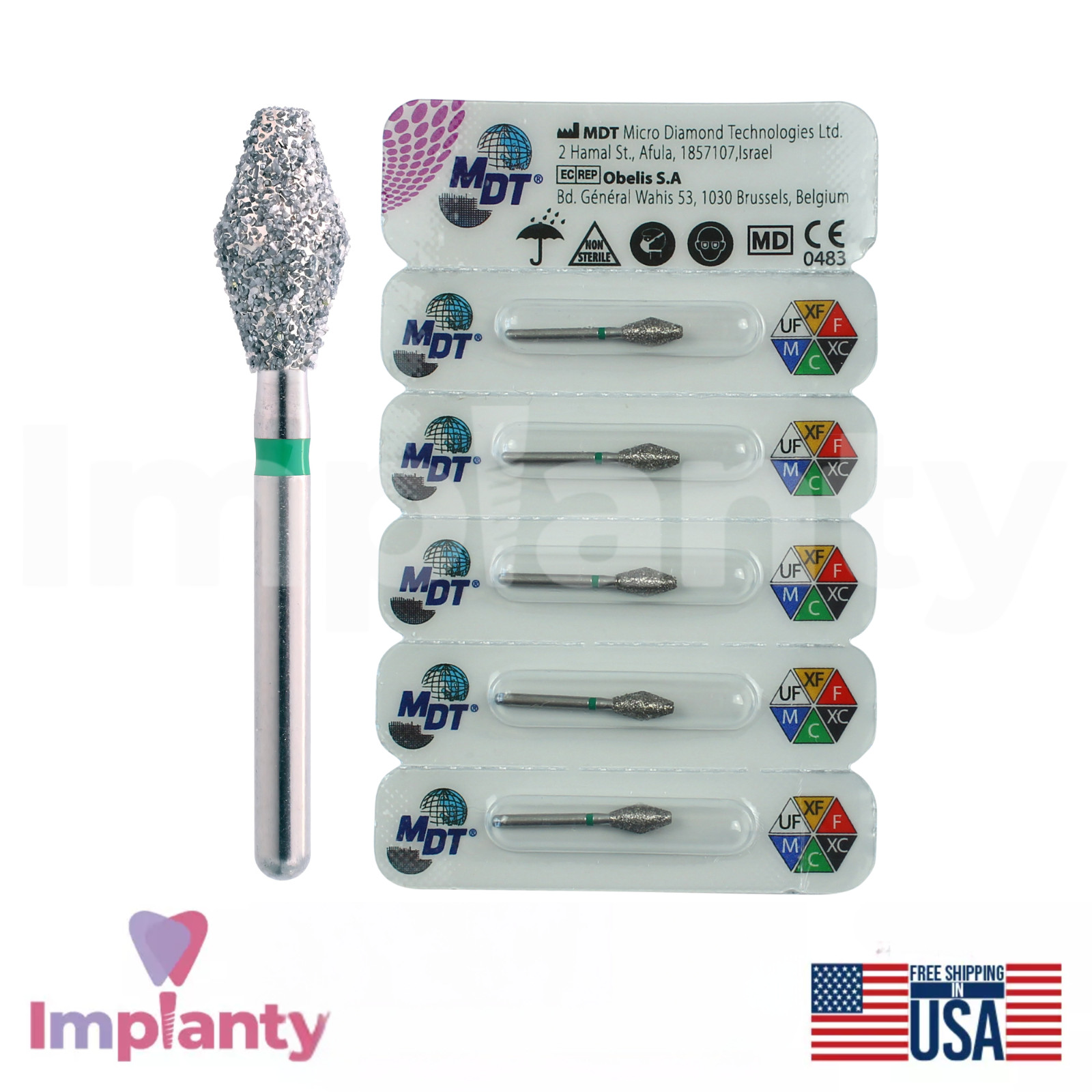 MDT Dental Barrel 039 FG Diamond Burs Material Removal Shaping Flat Surfaces