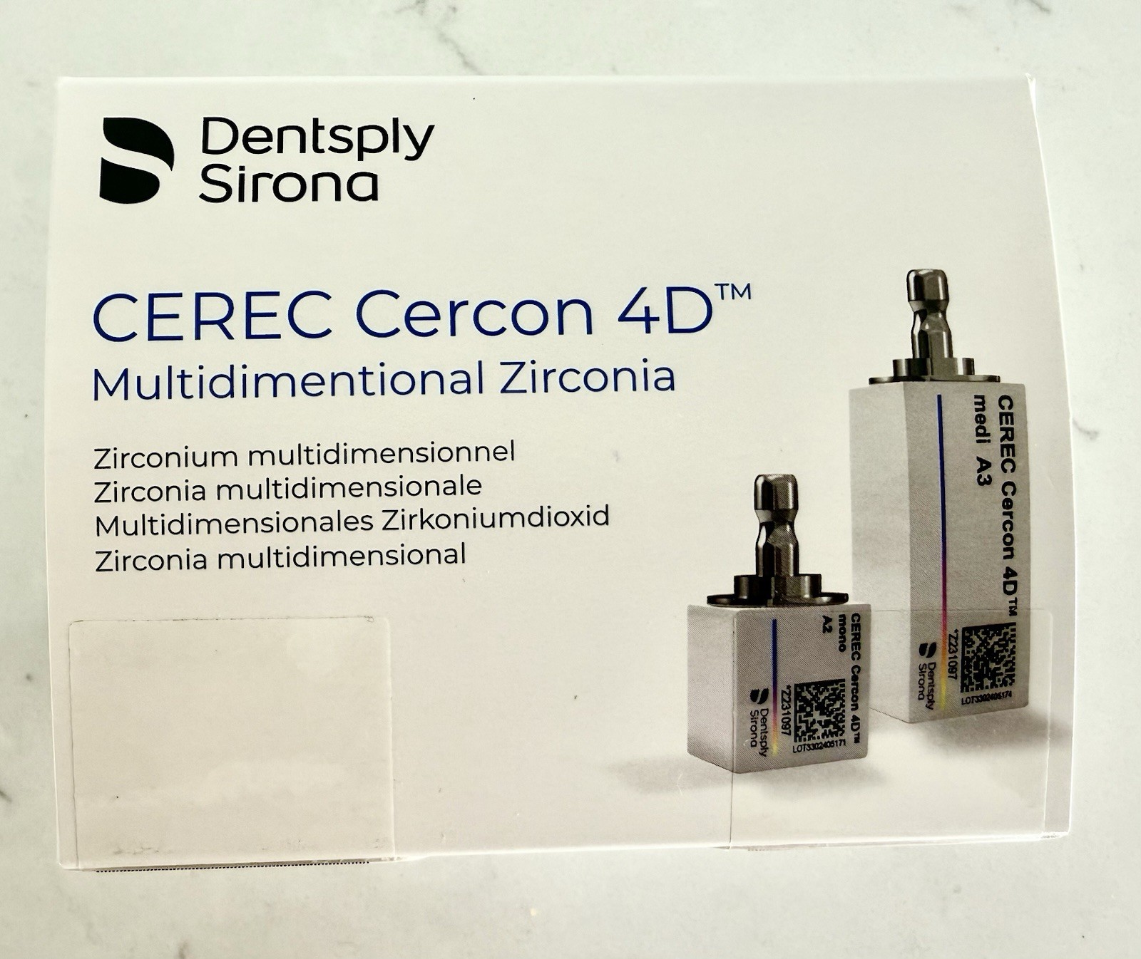 Dentsply Cirona CEREC Cercon 4D mono A2 Zirconia 4-pack Zirconia NEW