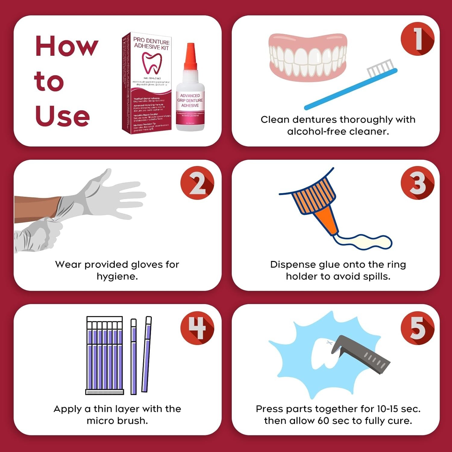 Laboratory-Grade Dental Glue – Fast-Setting & Hypoallergenic for Denture Repair
