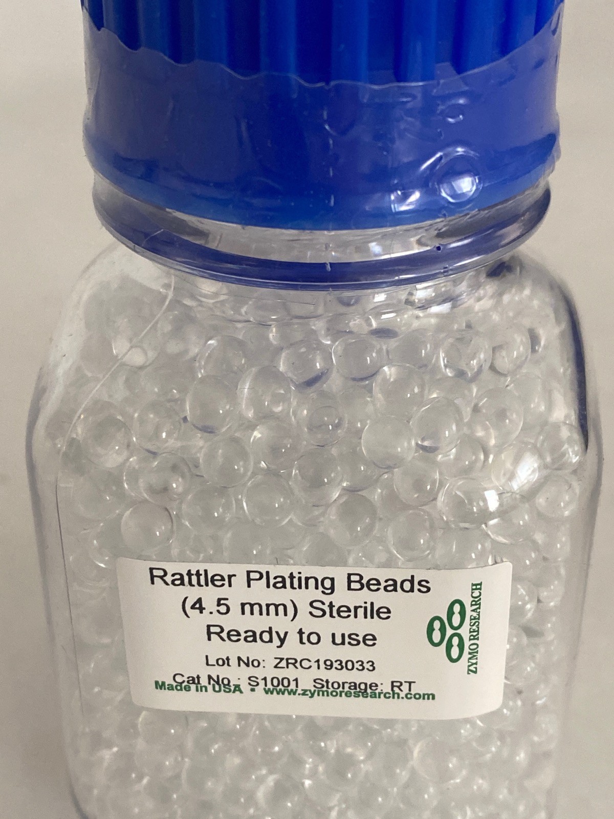 ZYMO 4.5mm Glass Rattler Plating Beads Autoclavable 230g/Bottle S1001