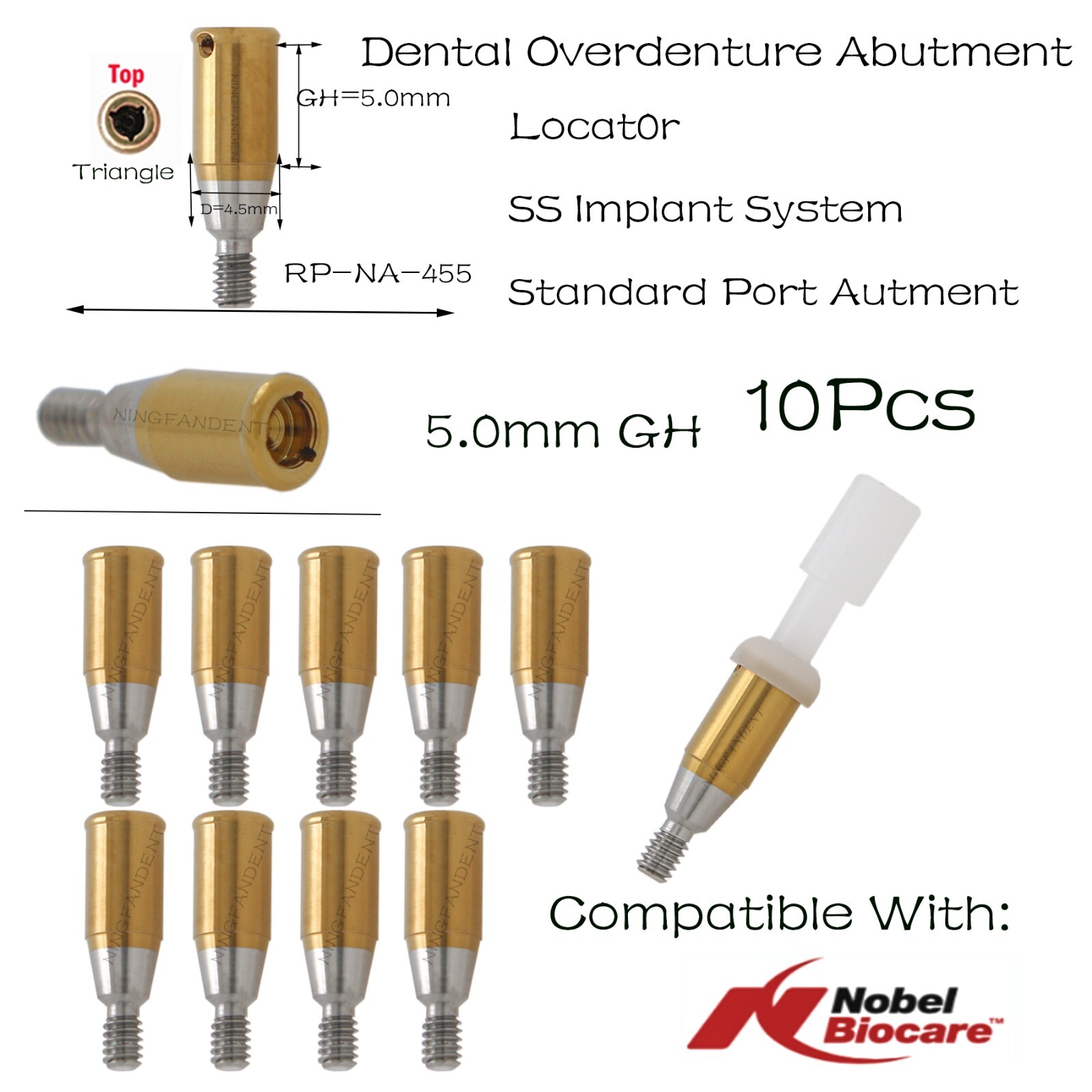Nobel Biocare Active RP Locator Abutments For 1-5mm GH Conical Connection Ø4.3mm