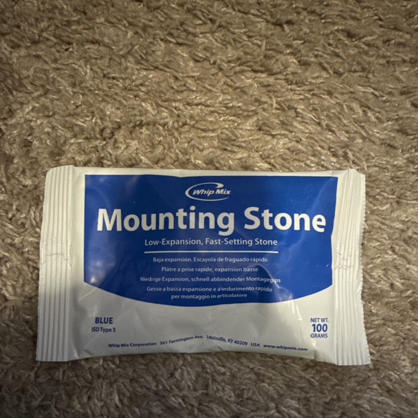 Whip Mix Mounting Stone Blue ISO Type 3 100g Pack Dental Laboratory Dentistry