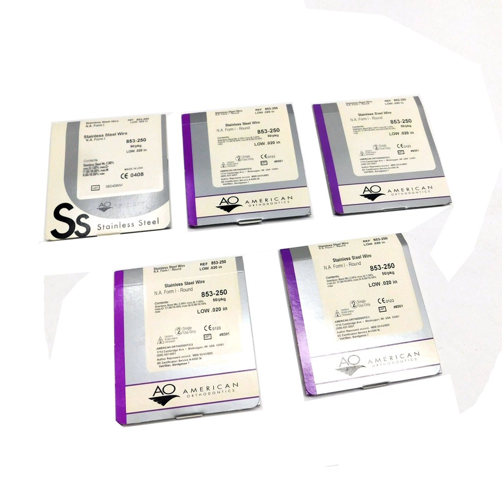 (Lot Of 5)NEW American Orthodontics 853-250 LOW .020″ Stainless Steel Wire Packs