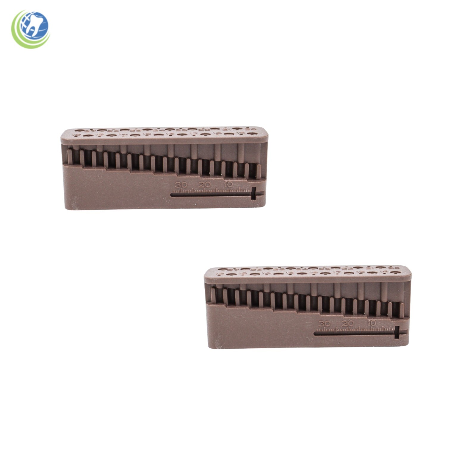 2 X Endo Measuring File Block Holder W/ Measuring Ruler Brown Autoclavable