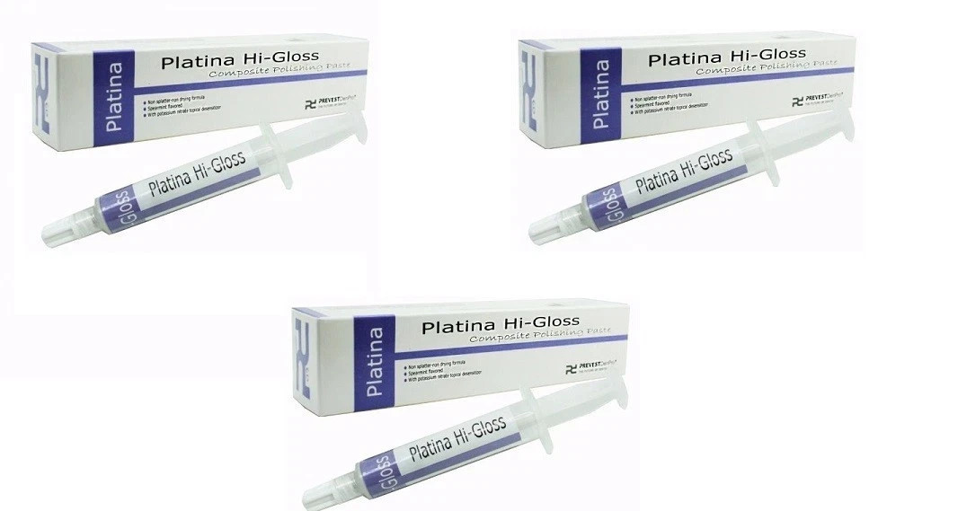 3 x Dental PLATINA HI GLOSS Composite Polishing Paste for restorations & veneers