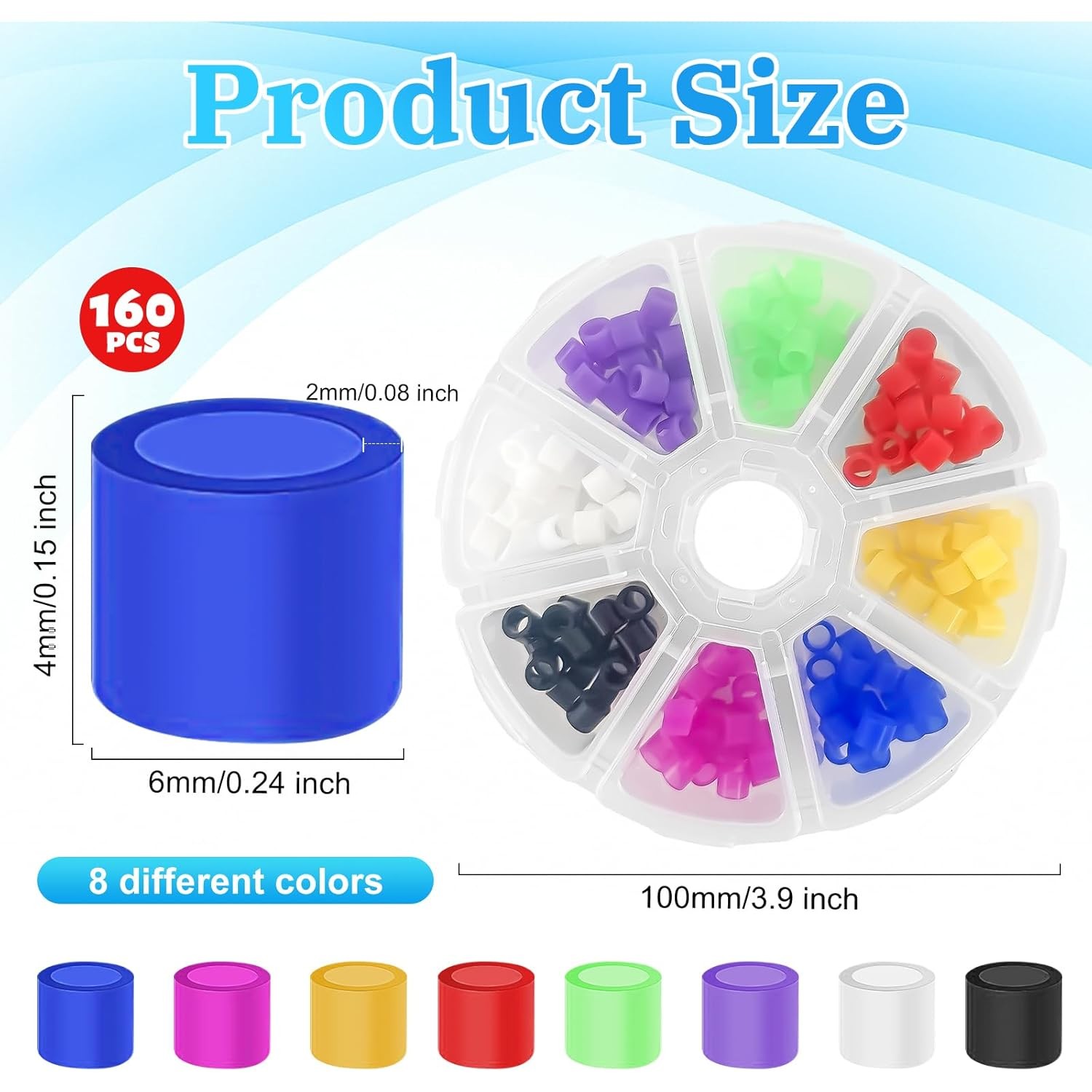 160 Pcs Dental Code Rings, 6mm Silicone Non-Toxic Orthodontic Rings Accessory, 8