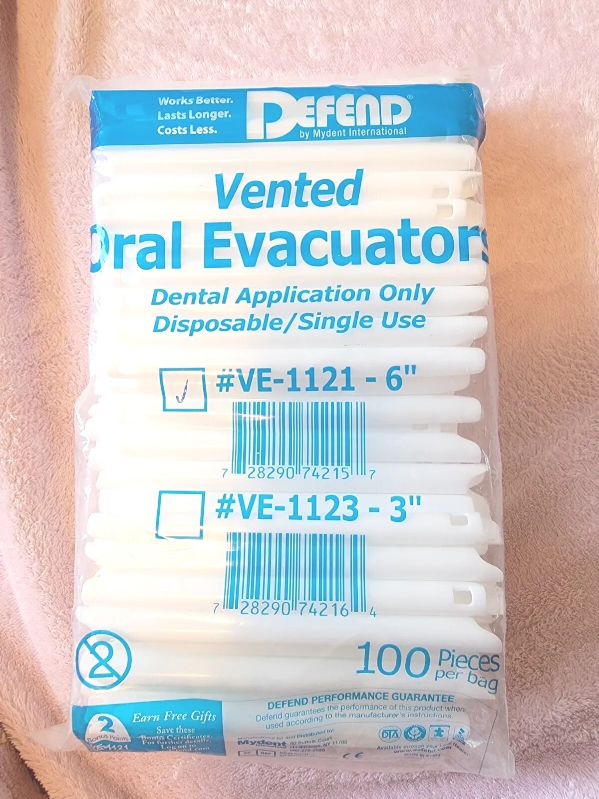 Defend Brand HVE- 1121 High Volume Evacuator Dental Oral Tips 100/Pk- 6″