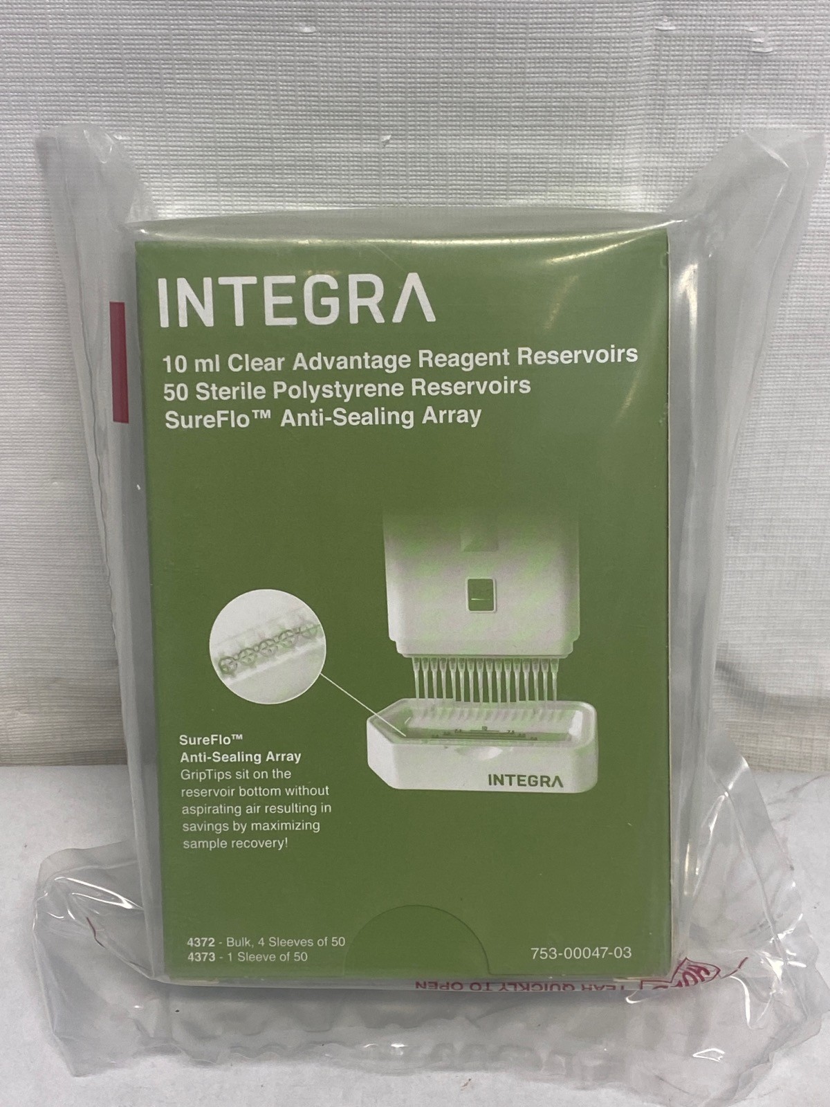 (88) INTEGRA 10mL Polystyrene Clear Advantage Reagent Reservoir Liners 4373