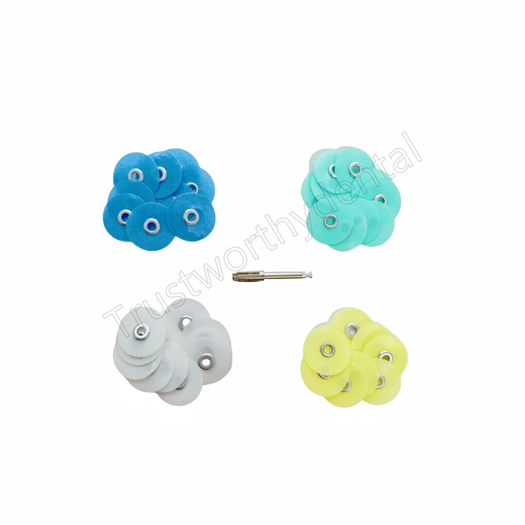 40Pcs Dental Composite Polishing Finishing Discs with Stem Kit 14mm w/ Mandrel