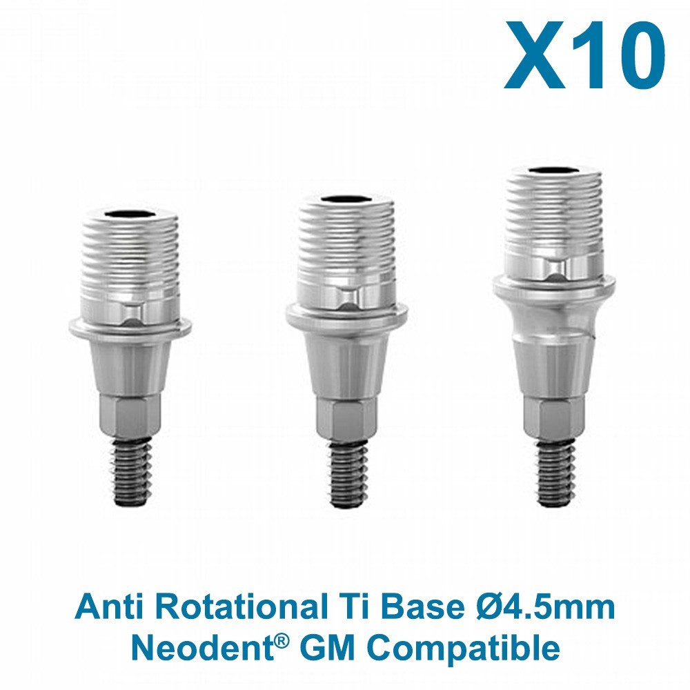 X10 Dental Anti-Rotational Ti Base Neodent GM Compatible Ø4.5mm CAD/CAM