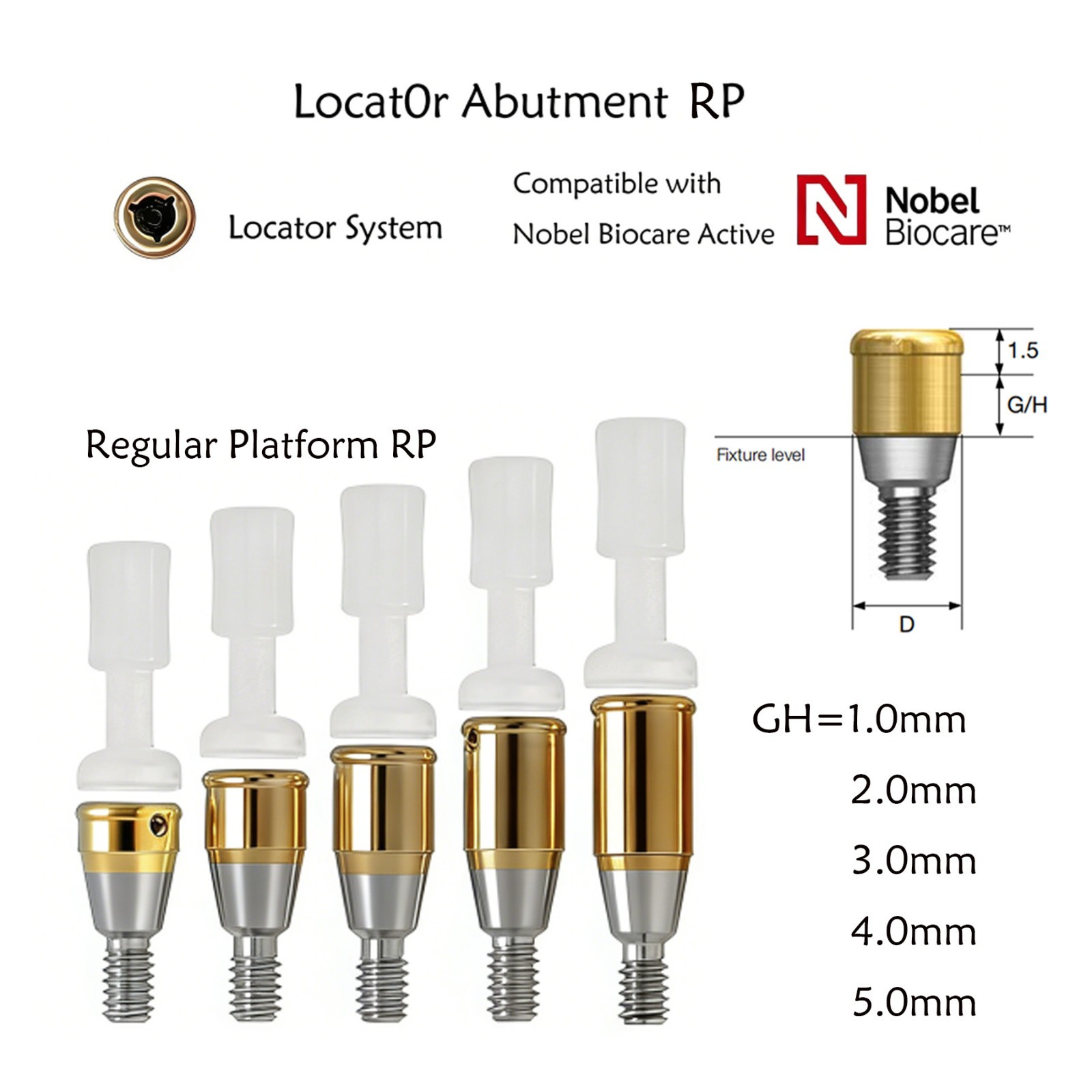 Dental Overdenture Locator Abutment Fit Hiossen Osstem/Nobel Biocare/Zimmer/MIS
