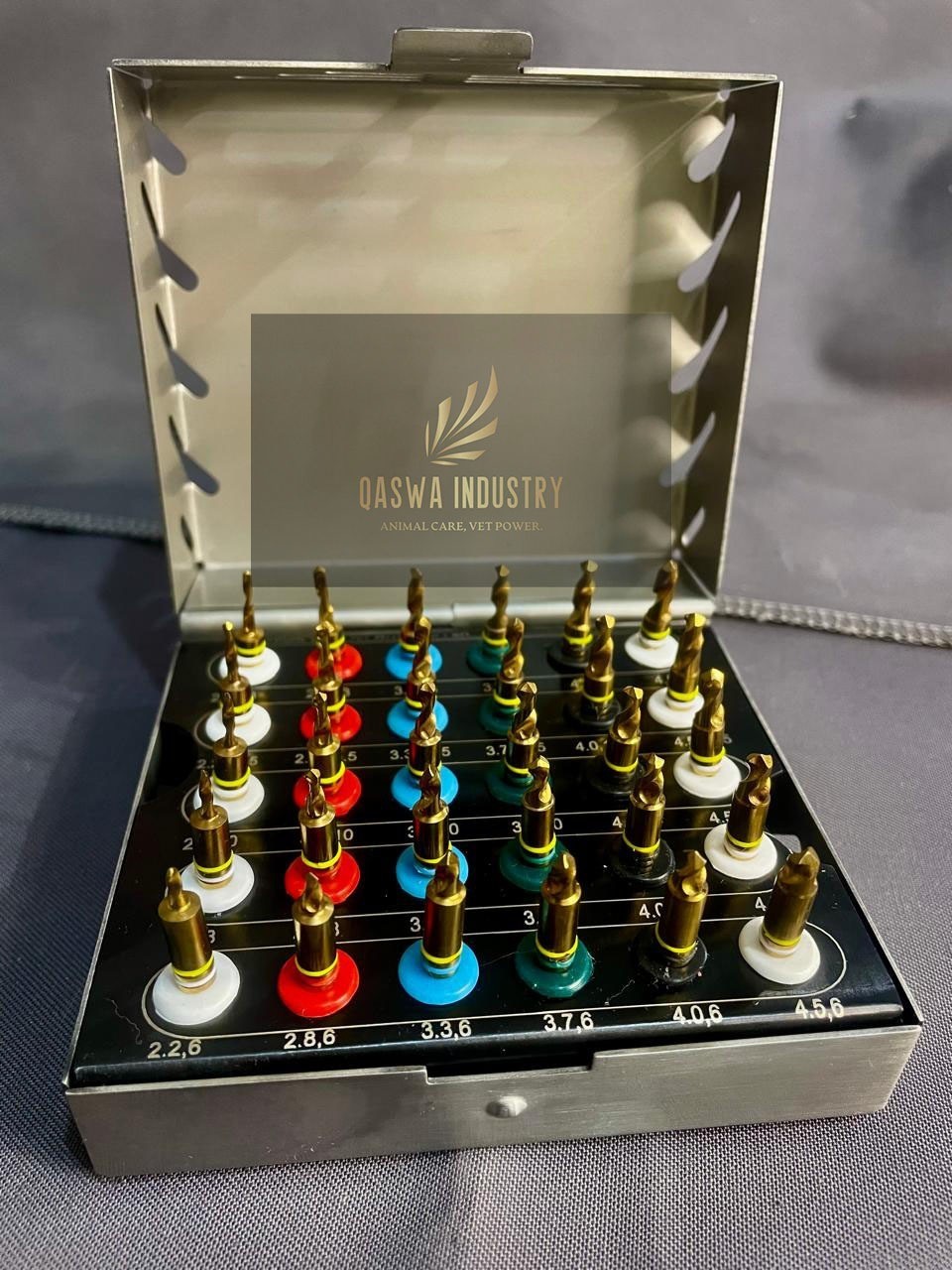 UNIVERSAL 30 PCs DENTAL IMPLANT CONICAL DRILLS GOLD COAT KIT WITH STOPPER & Box