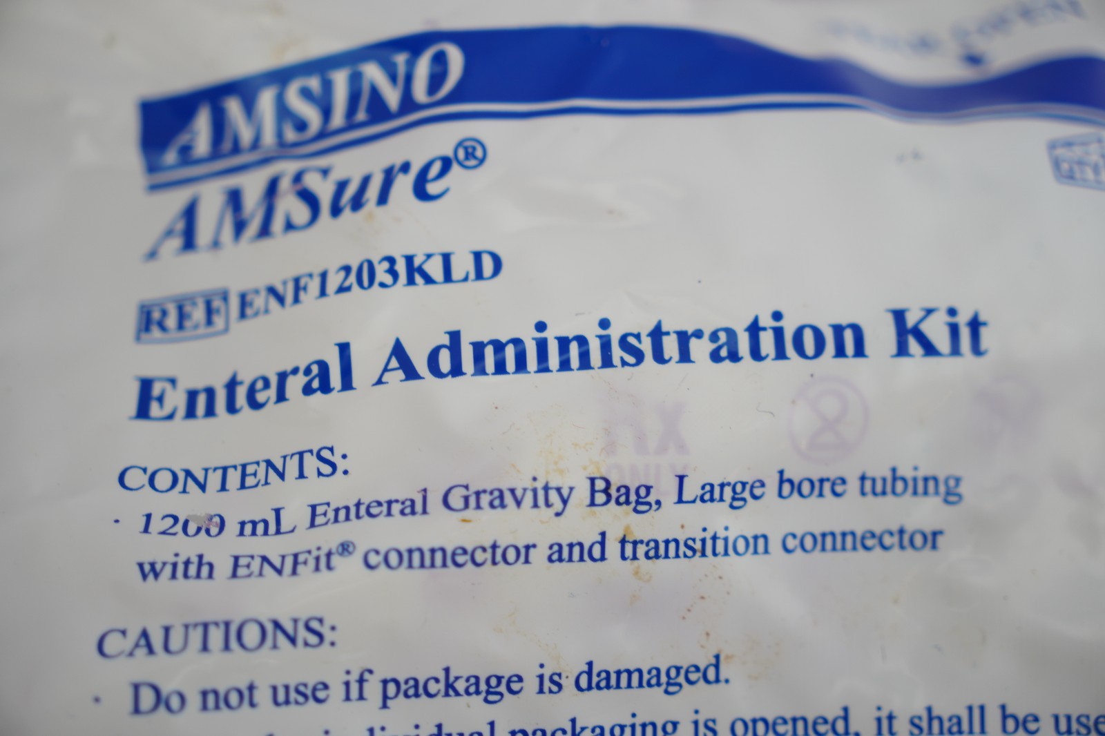 (Lot of 10) Amsino ENF1203KLD Enteral Feeding Pump Bag Set w/ ENFit AMSure 1200