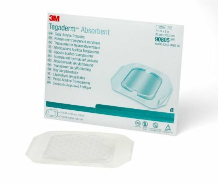 Tegaderm Clear Absorbent Acrylic Dressing 7-9/10” x 8” #90805 – 5/Box