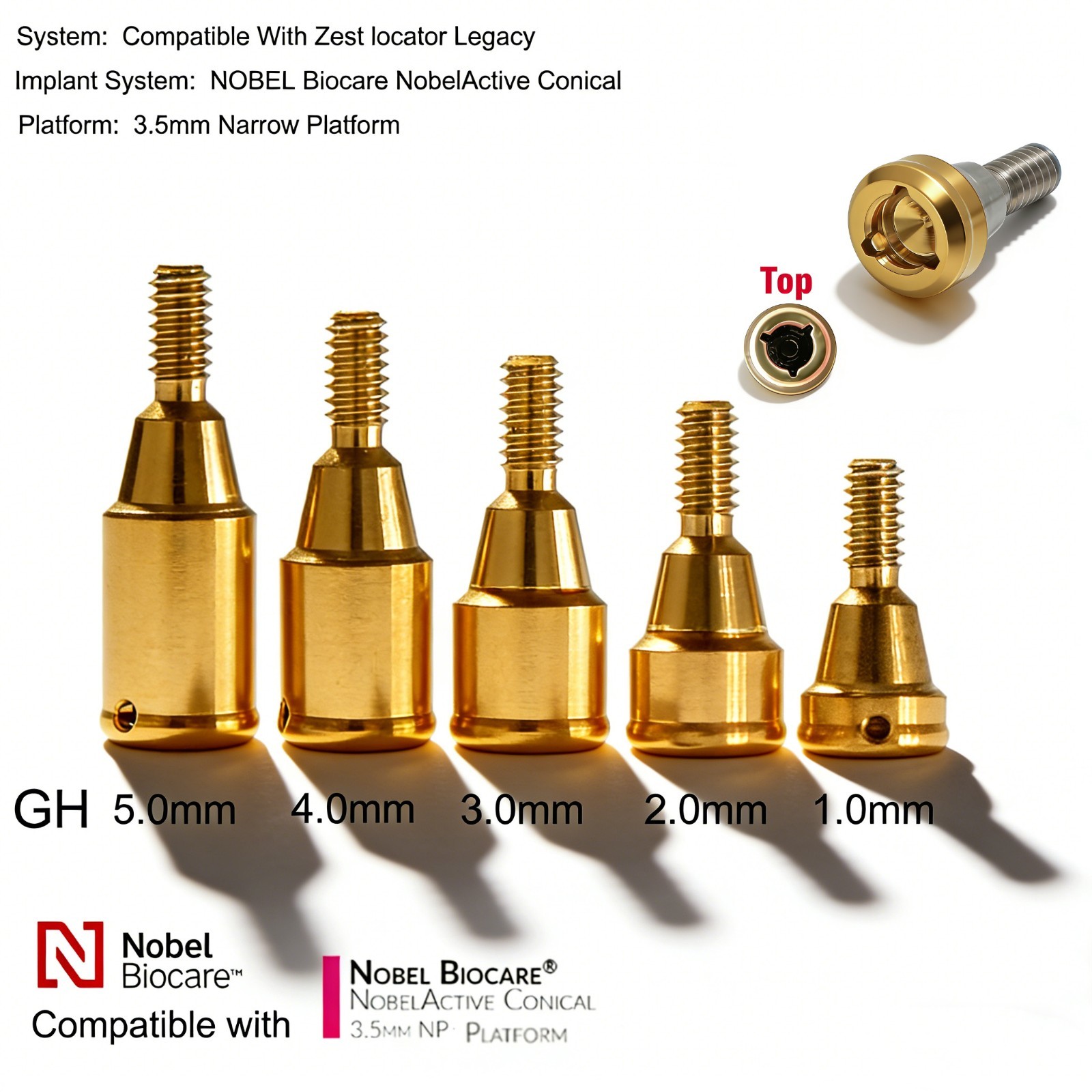 US Dental Ti Abutment NP fit Zest Locator for NobelBiocare NobelActive Implants