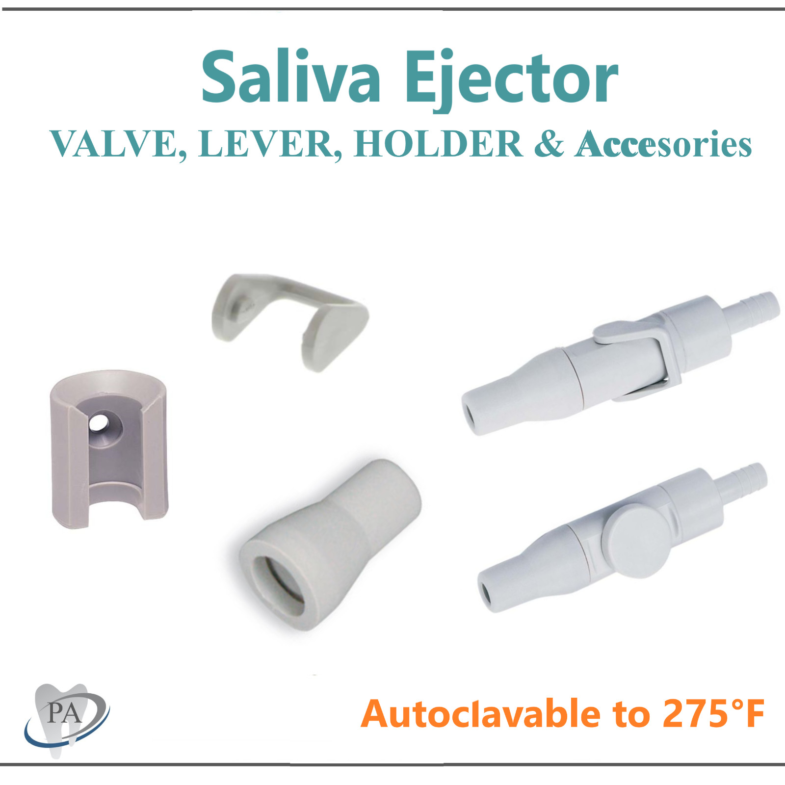 Dental Saliva Ejectors SE VALVE, SE LEVER, SE Mount HOLDER Autoclavable to 275°F