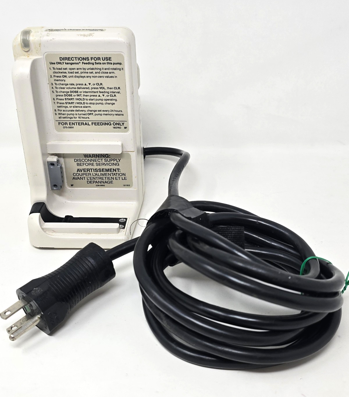 Kangaroo Pet, Enteral Feeding Pump Charger Base, by Tyco, 9.5V, 0.7A, 2W